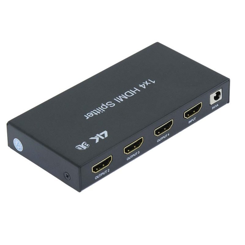 HDMI 4-Way (1-in/4-out) Splitter 3D, 4Kx2K with IR Extension