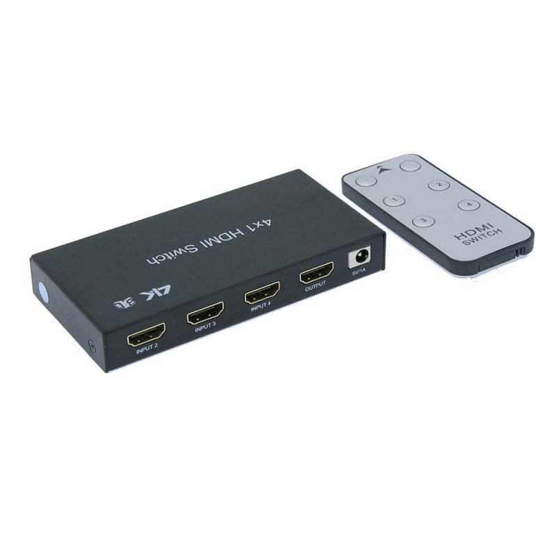 4Way (4-in/1-out) HDMI Switch 4K x 2K 3D with IR Extension