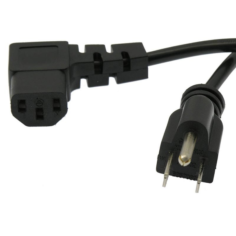 10Ft Computer Power Cables 5-15P to C-13 Black / SVT 18/3 Right Angle