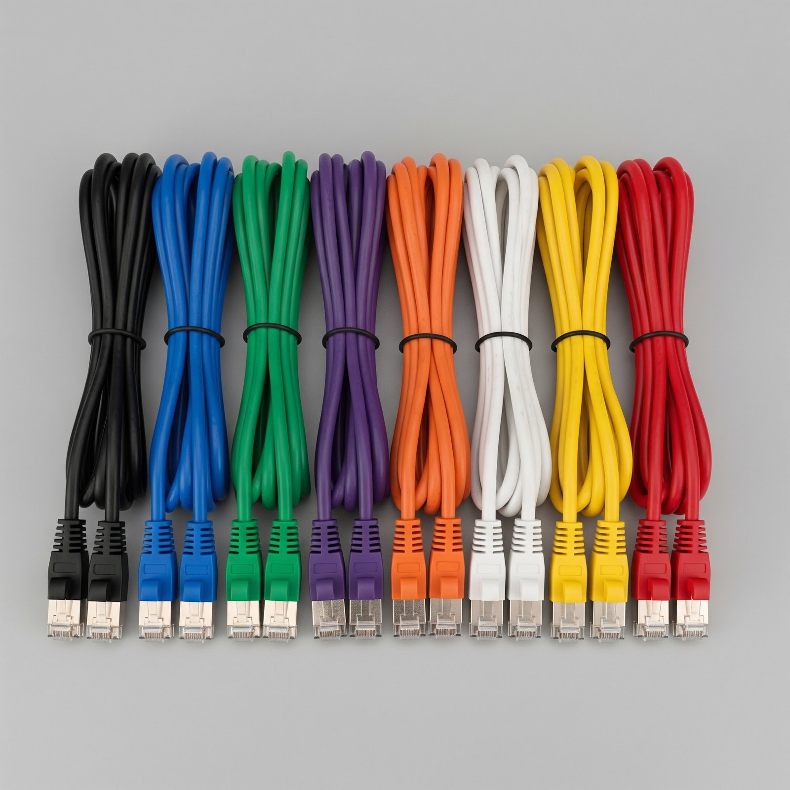 C5e UTP 350Mhz patch cable with easy squeeze clear strain relief boots.