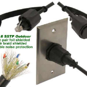 Cat6 (Cat 6) SSTP Industrial Outdoor Patch Cable w/Dust Cap Black