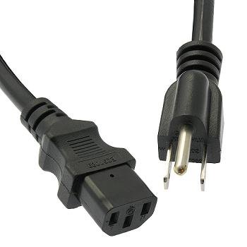 25Ft Computer Power Cables 5-15P to C-13 Black / SVT 14/3